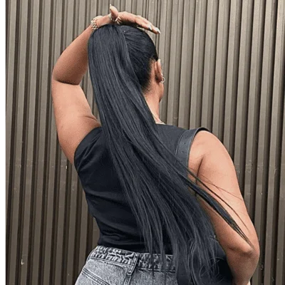 jet black wrap around ponytail hair extension