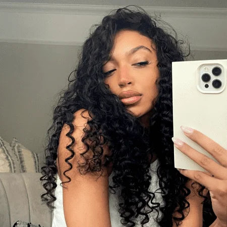 natural black curly full head hair extension