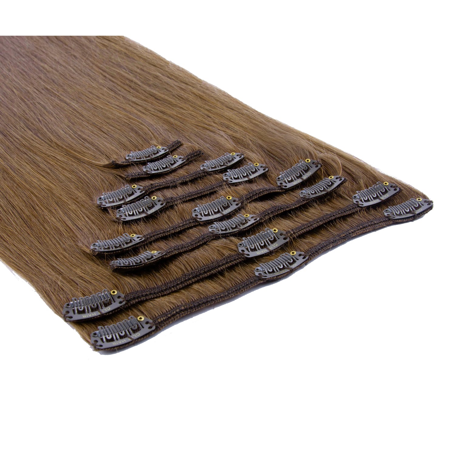 Medium Brown Full Head clip in Extension 4 Medium Brown Ultra Narrow Clip In Hair Extensions  main image 2