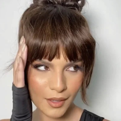 Medium Brown #4 Clip-In Fringe Hair Extension Influencer Video