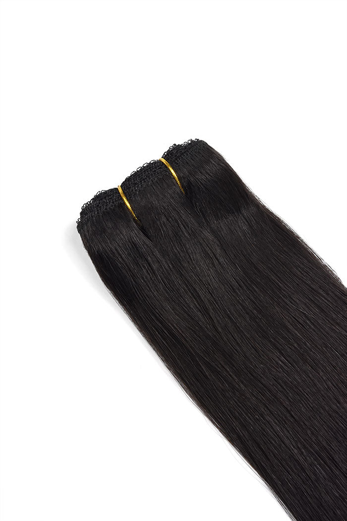 Remy Royale Double Drawn Human Hair Weft Weave Extensions - Off/Natural Black (#1B)