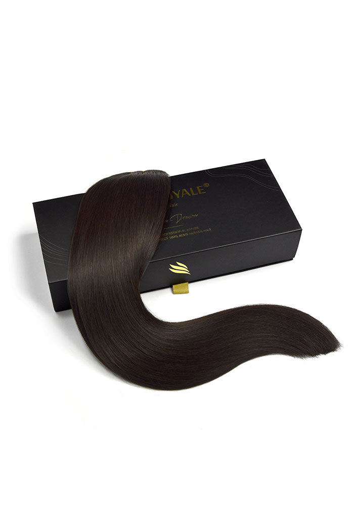 Remy Royale Double Drawn  Human Hair Weft Weave  Extensions - Darkest Brown (#2)