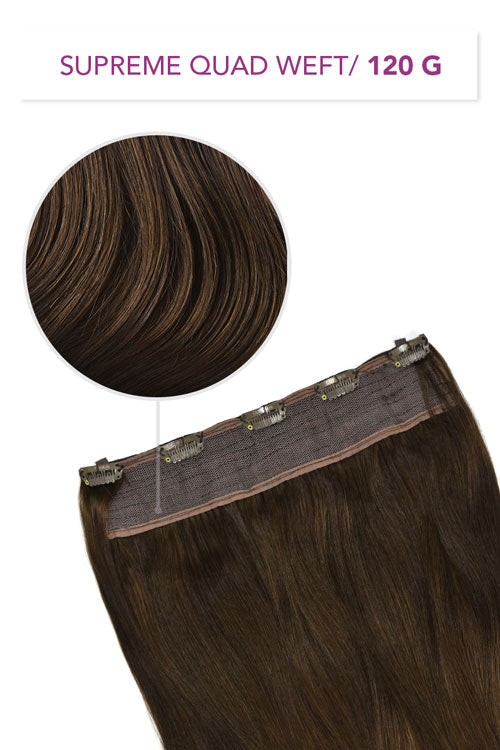 Medium Brown (#4) Supreme Quad Weft One Piece Clip In Hair Extensions