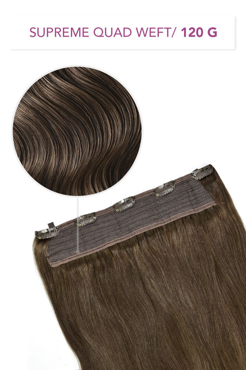 Medium Ash Brown (#8) Supreme Quad Weft One Piece Clip In Hair Extensions