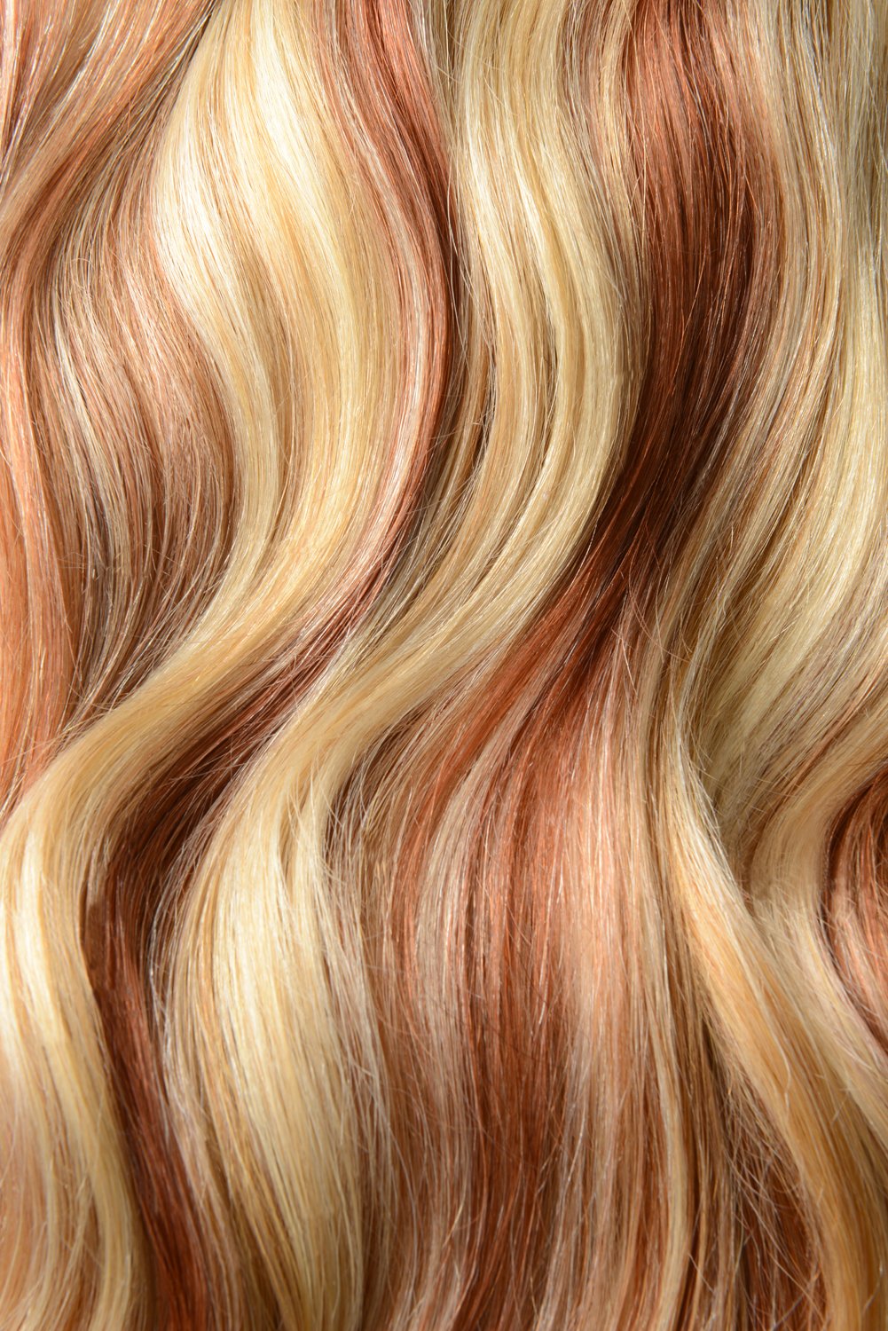 Double Wefted Full Head Remy Clip in Human Hair Extensions - Strawberry Blonde/Auburn/Bleach Blonde Mix (#27/33/613)