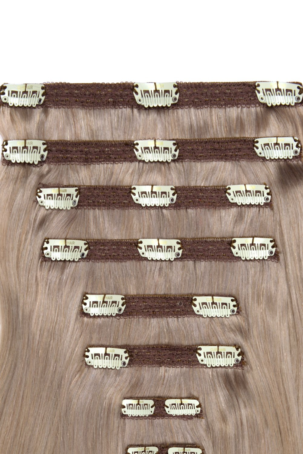 Double Wefted Full Head Remy Clip in Human Hair Extensions - Silver Sand (#SS)