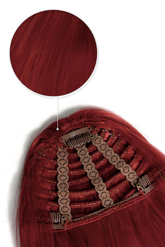 Clip in /on Human Hair Fringe / Bangs - Deep Red