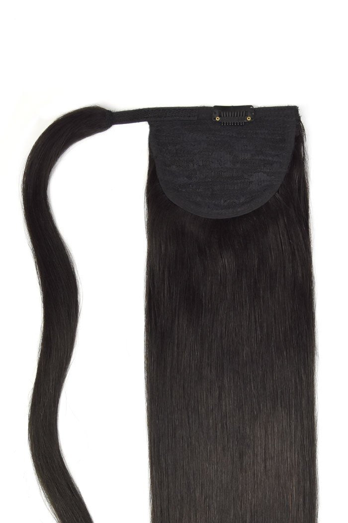 Natural Black (#1B) Straight Up Wrap Around Ponytail