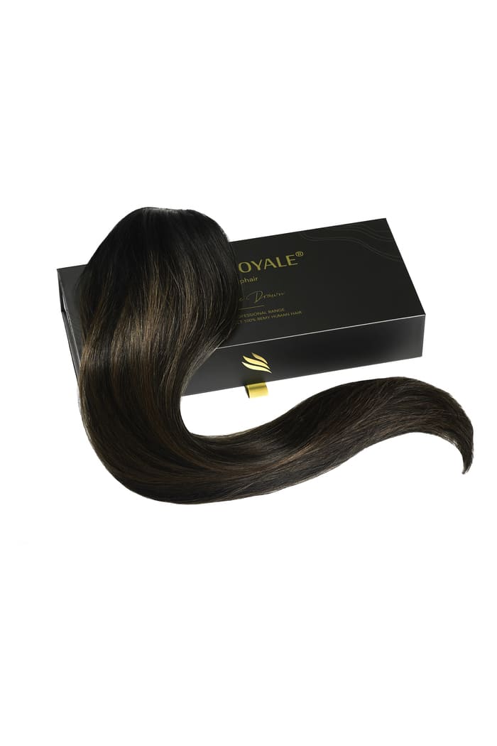 ash black balayage double drawn weave box