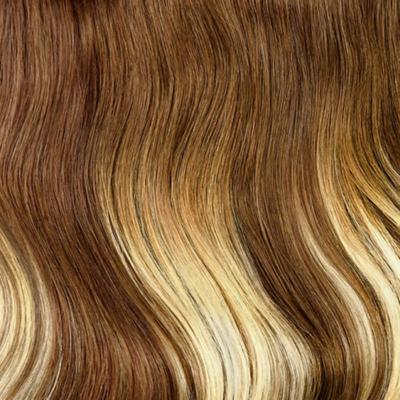 One Piece Top-up Remy Clip in Human Hair Extensions - Chestnut Bronde Balayage