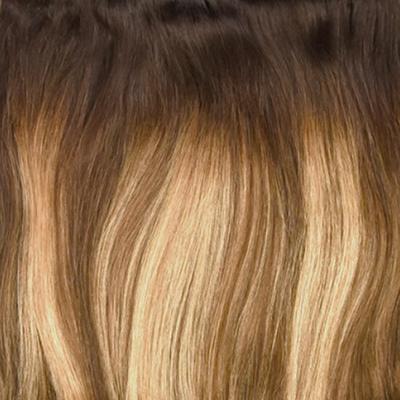 One Piece Top-up Remy Clip in Human Hair Extensions - Chestnut Honey Balayage