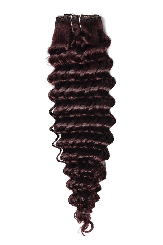 Mahogany red curly clip in hair extensions