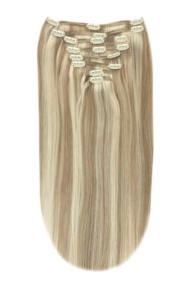 Full Head Remy Clip in Human Hair Extensions - Biscuit Blondey (#18/613)