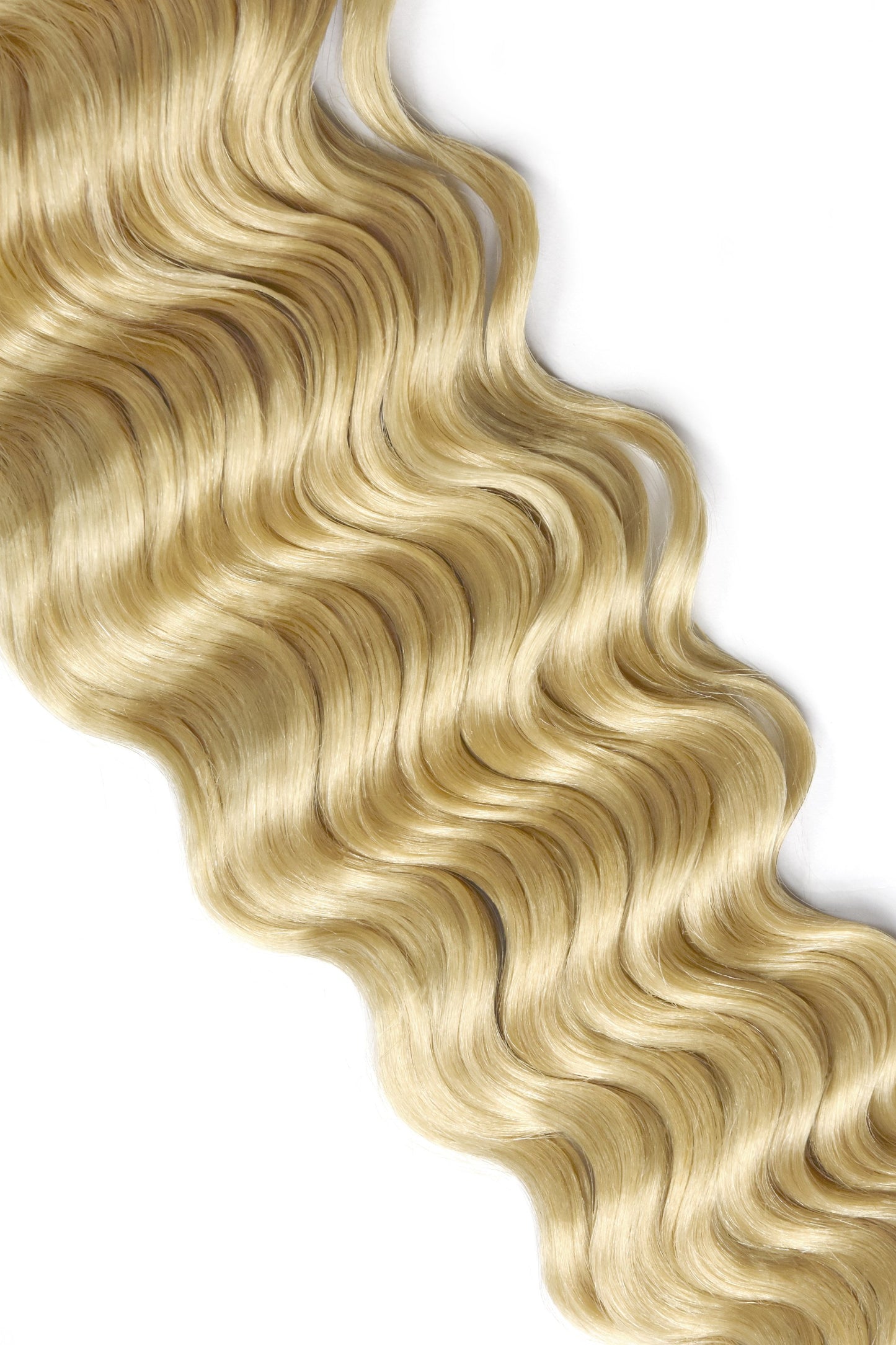 Wavy Full Head Remy Clip in Human Hair Extensions - Bleach Blonde (#613)