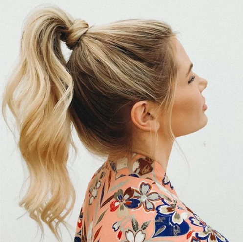 hair extensions in a ponytail
