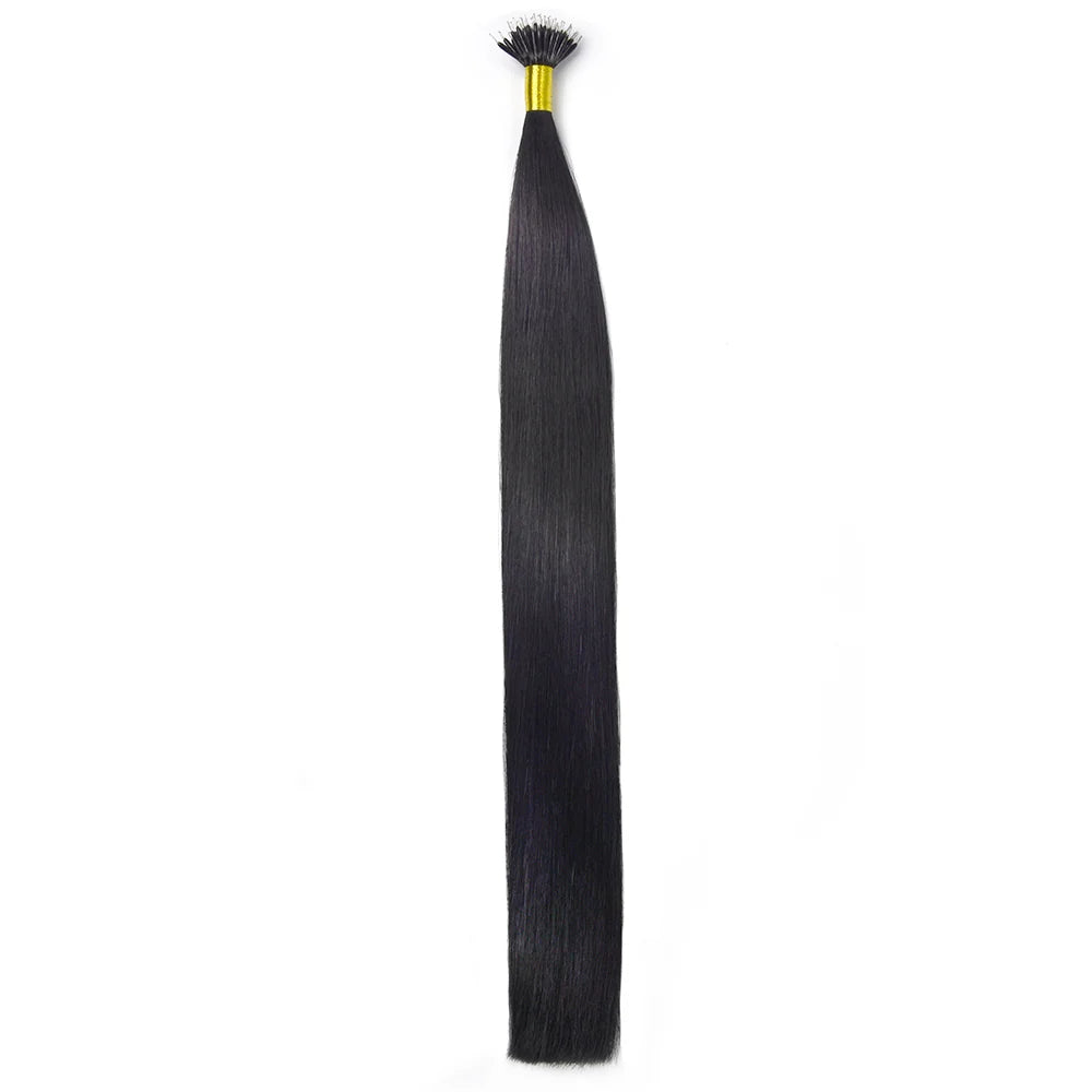 Nano Ring Hair Extensions Double Drawn - Jet Black (#1)