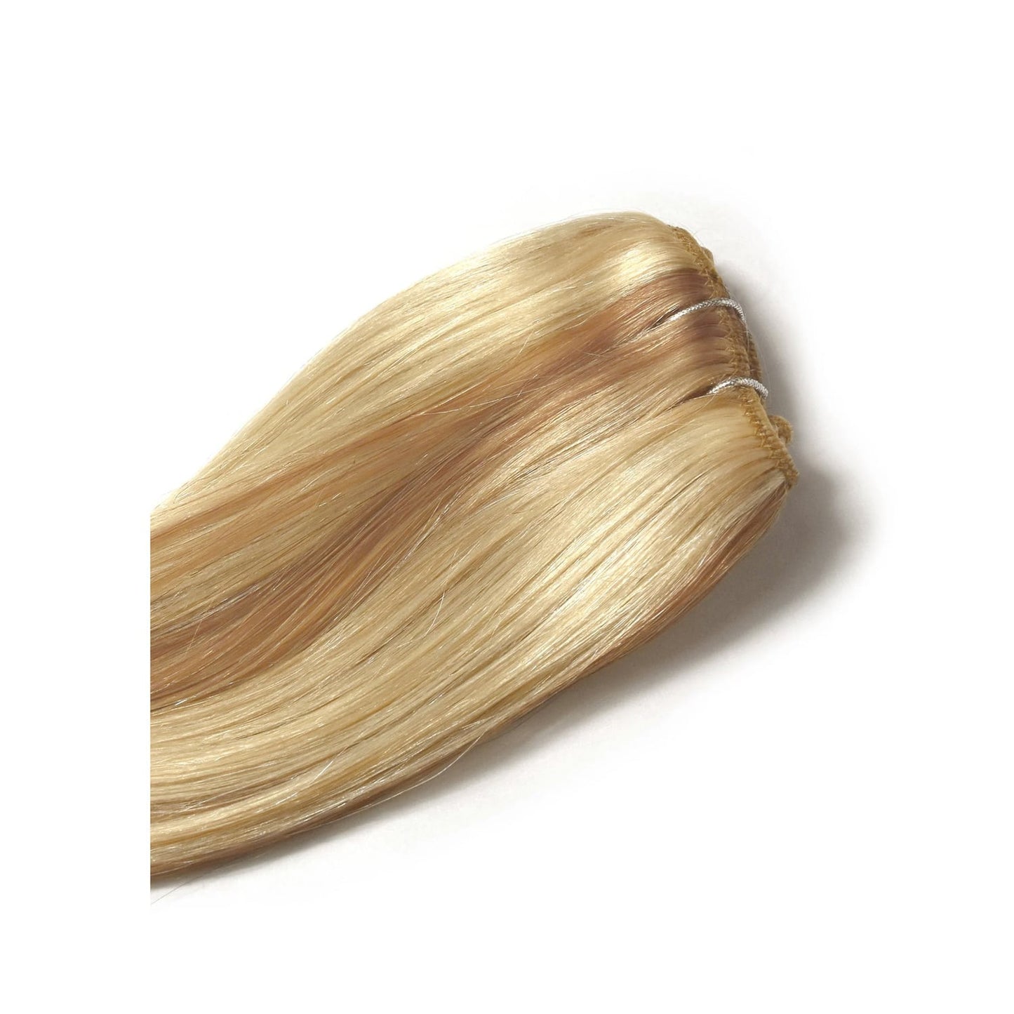 Natural Sandy Blonde (#12/16/613) One Piece Top-Up Hair Extensions: extension close up