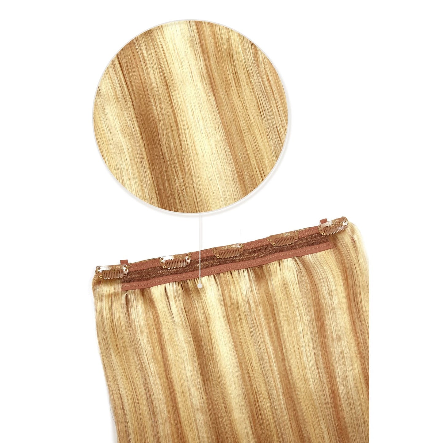 Natural Sandy Blonde (#12/16/613) Quad Weft Hair Extensions: attachment method