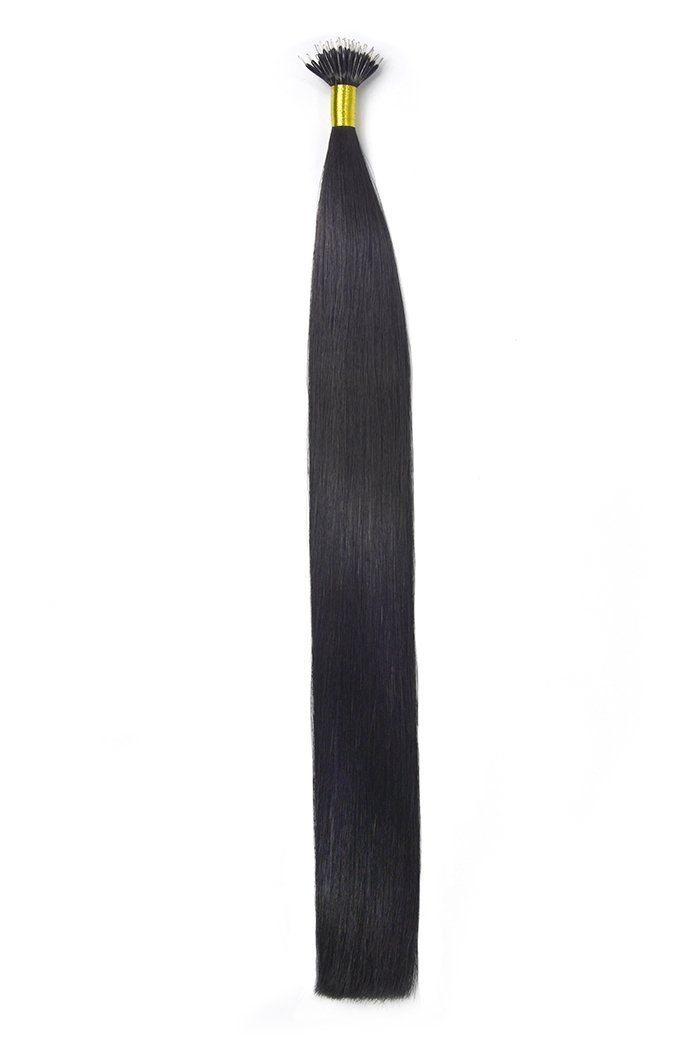 Nano Ring Hair Extensions Double Drawn - Jet Black (#1)