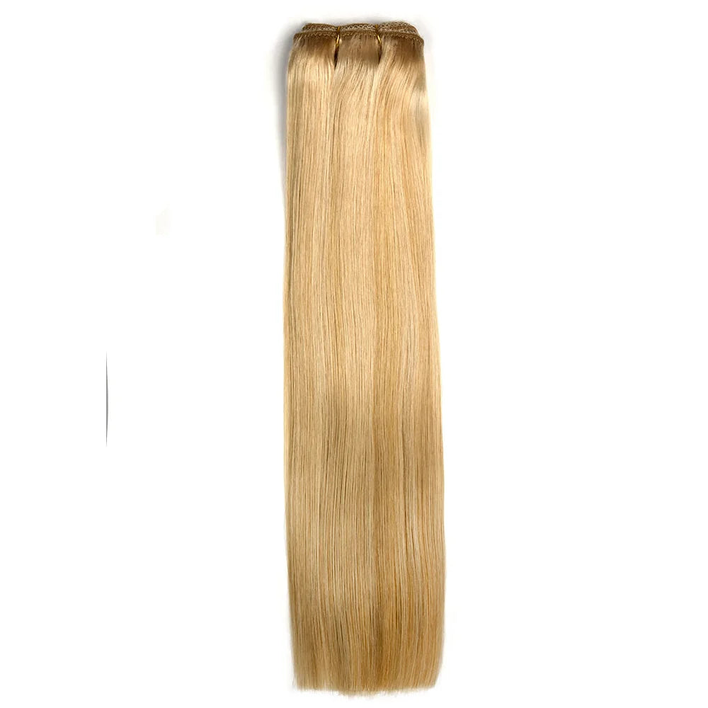Remy Royale Double Drawn Human Haf Weft Weave Extensions - Barbie Blonde (#16/60)