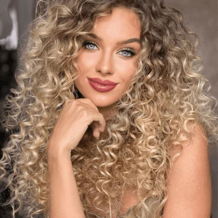 biscuit blondey curly full head hair extension