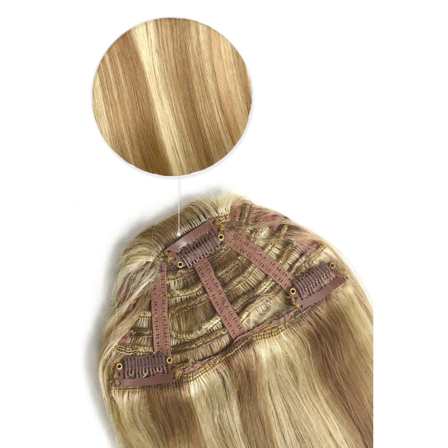 Biscuit Blondey (#18/613) Fringe Hair Extensions: extension attachment method