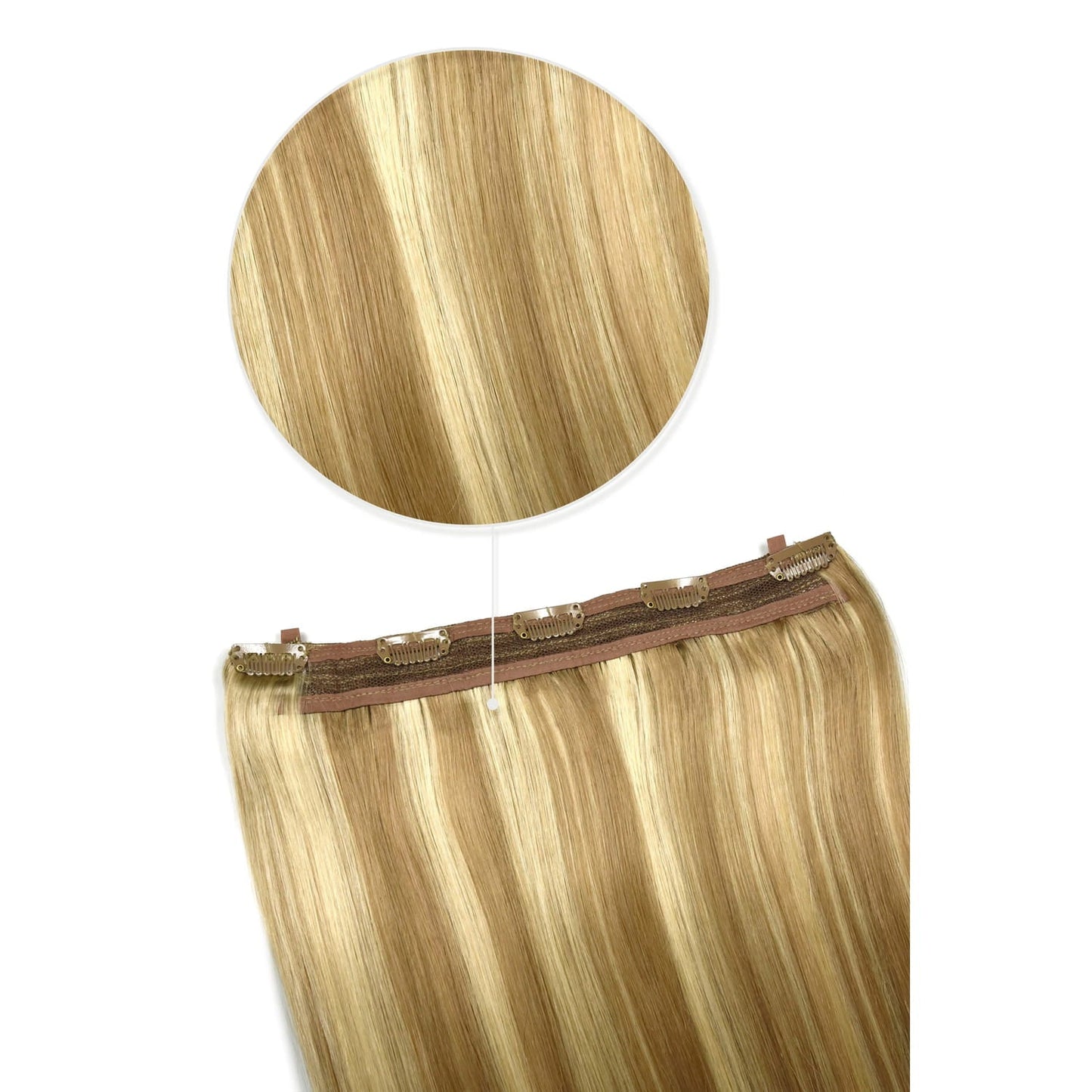 Biscuit Blondey (#18/613) Quad Weft Hair Extensions: extension attachment method
