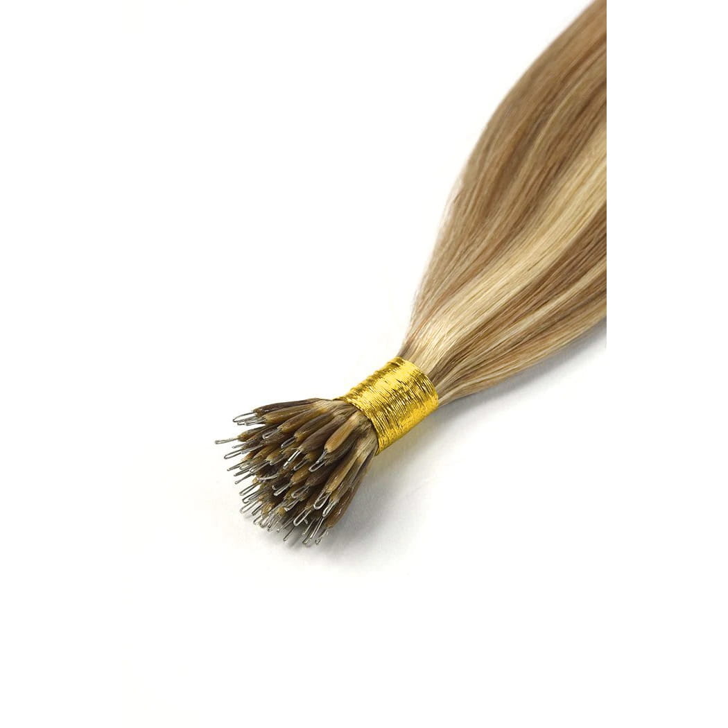 Biscuit Blondey (#18/613) Nano Ring Hair Extensions: extension attachment method