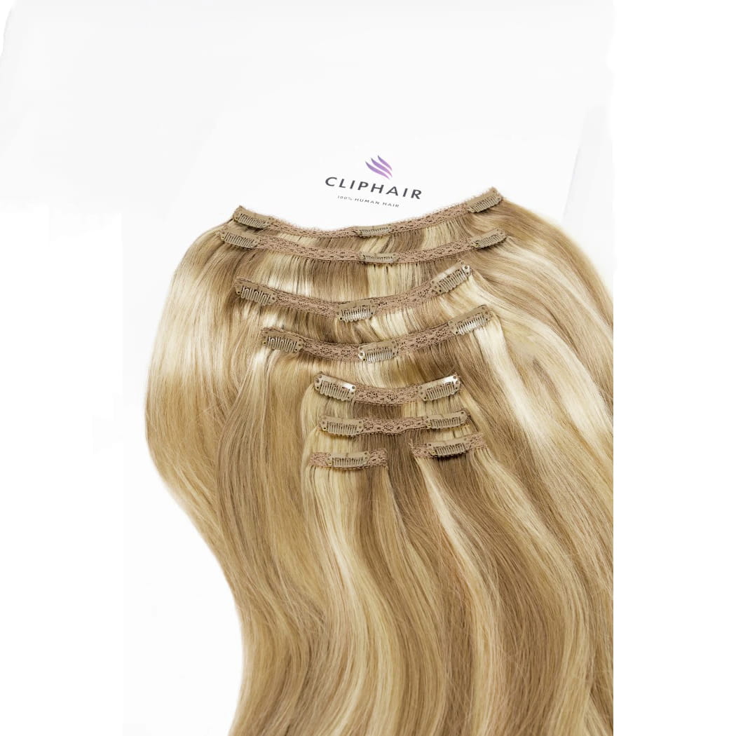 Biscuit Blondey (#18/613) Ultra-Volume Hair Extensions: extension attachment method