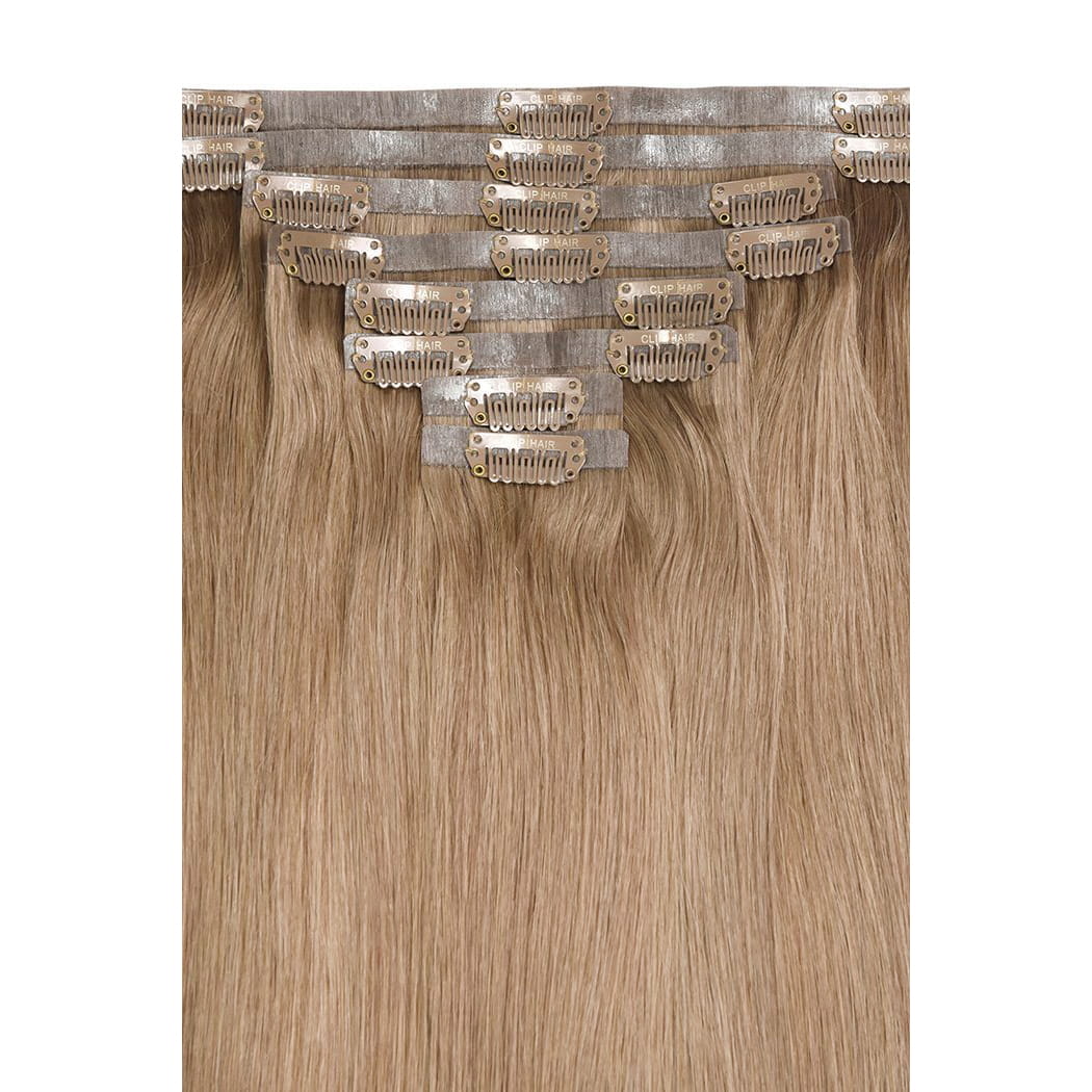 Lightest Brown (#18) Remy Royale Seamless Hair Extensions: extension attachment method