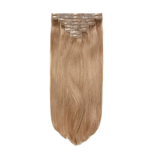 Lightest Brown (#18) Remy Royale Seamless Hair Extensions: full hair extension