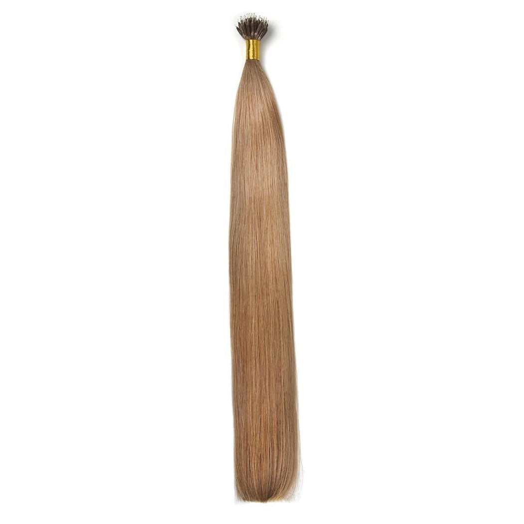 Lightest Brown (#18) Remy Royale Nano Ring Hair Extensions: full hair extension