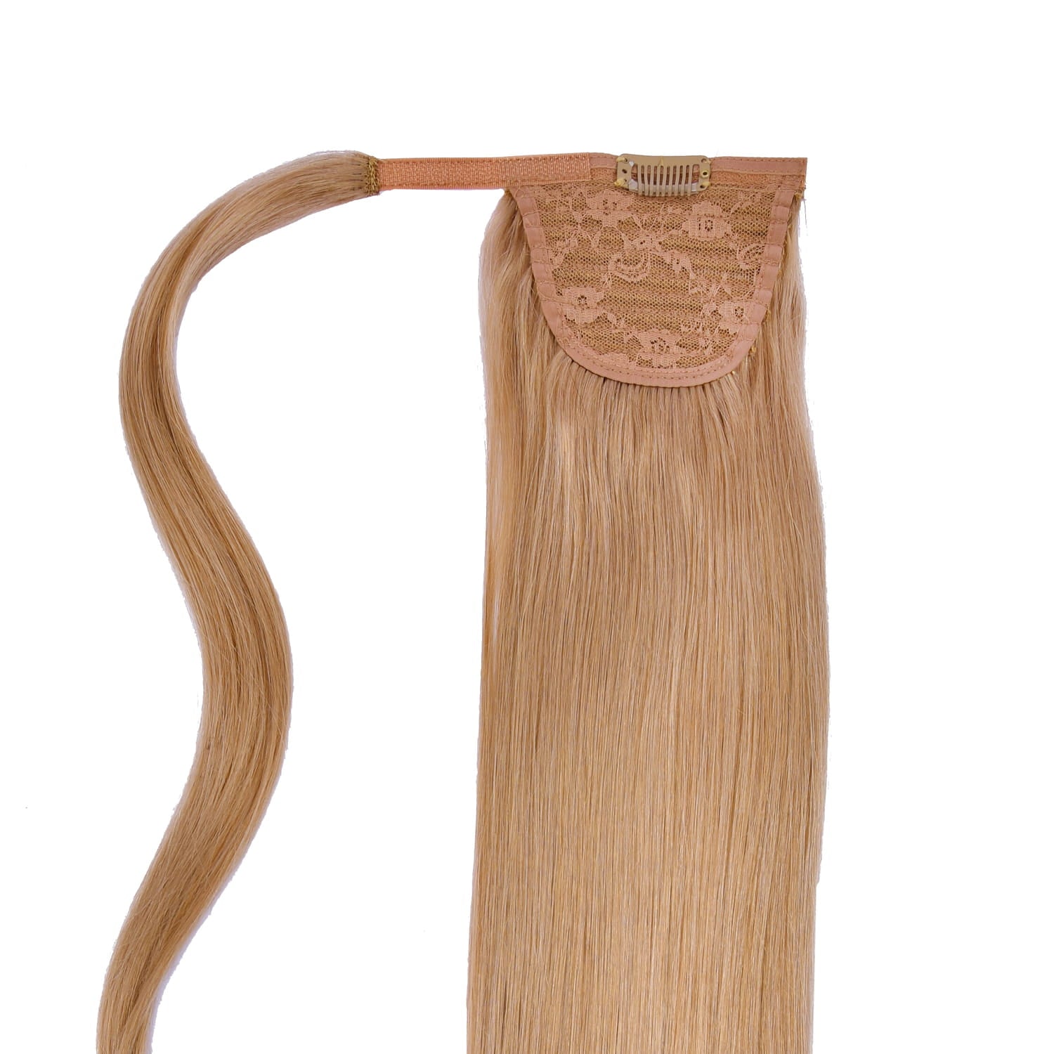 Lightest Brown (#18) Wrap Around Ponytail Hair Extensions: extension attachment method