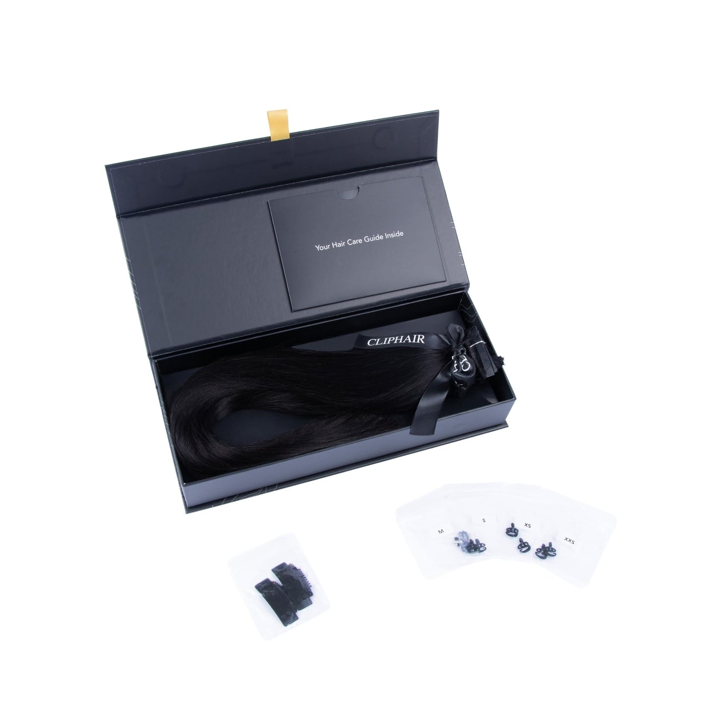 Natural Black (#1B) Halo Hair Extensions Box Content