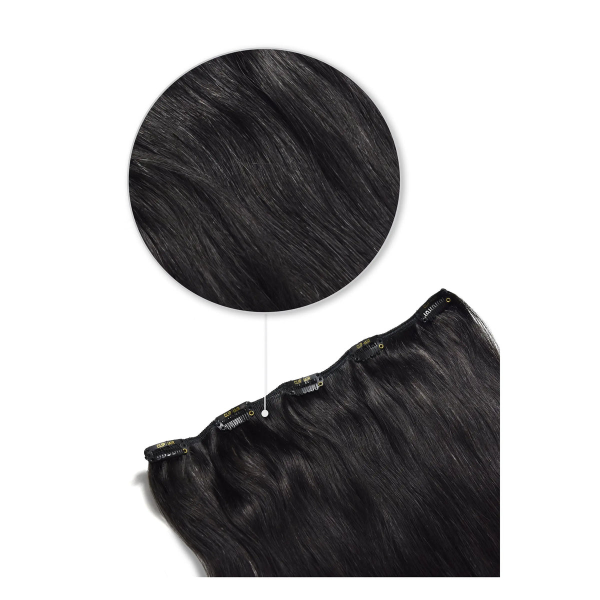One Piece Top-up Remy Clip in Human Hair Extensions - Off/Natural Black (#1B)