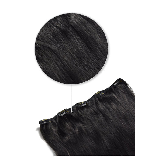 One Piece Top-up Remy Clip in Human Hair Extensions - Off/Natural Black (#1B)