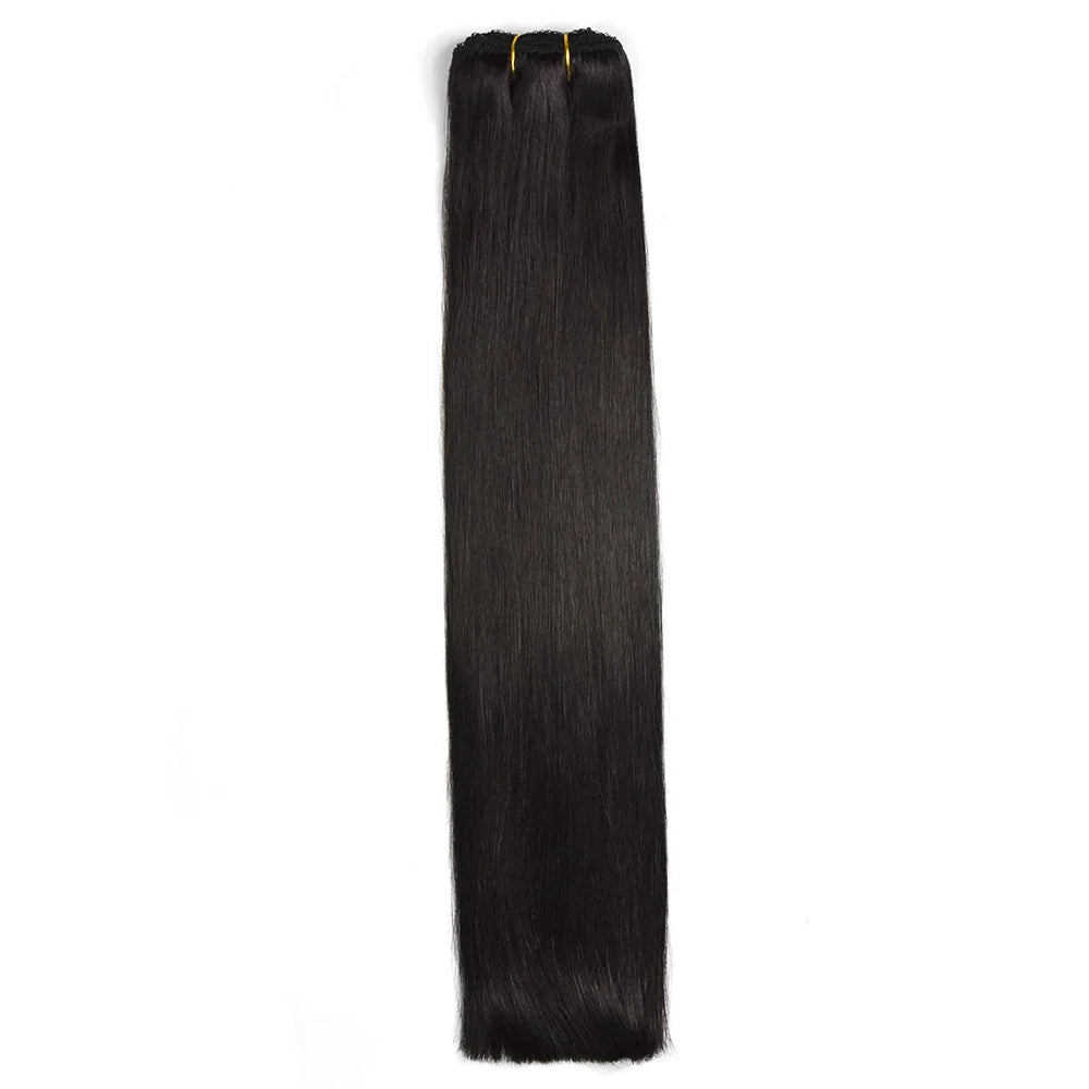 Remy Royale Double Drawn  Human Hair Weft Weave  Extensions - Off/Natural Black (#1B)