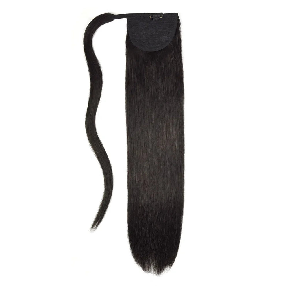 Natural Black (#1B) Straight Up Wrap Around Ponytail