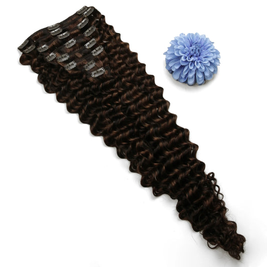 Curly Full Head Remy Clip in Human Hair Extensions - Espresso Melt (#2/4/6)
