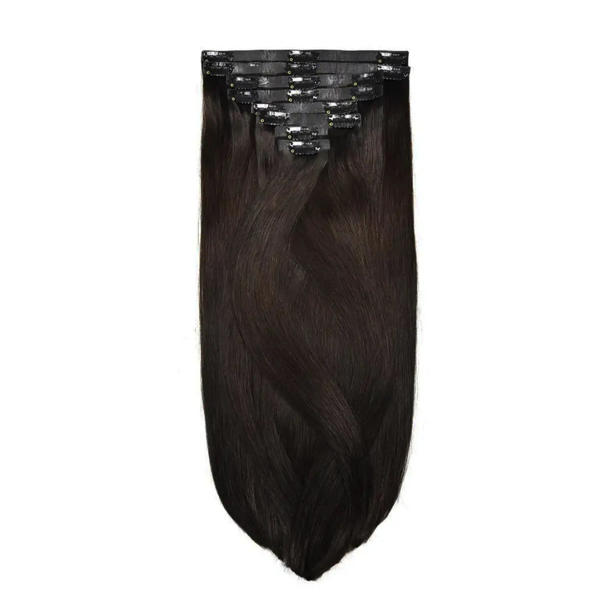 Brown plus foncé (# 2) Clip sans couture à double dessin dans les extensions de cheveux