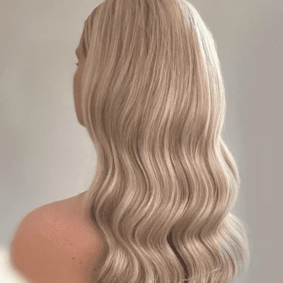creamy blonde double weft hair extensions