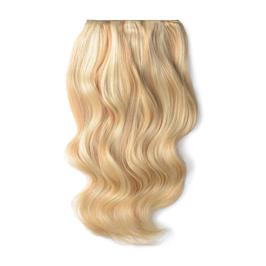 Double Wefted Full Head Remy Clip in Human Hair Extensions - Peaches & Cream (#27/613)