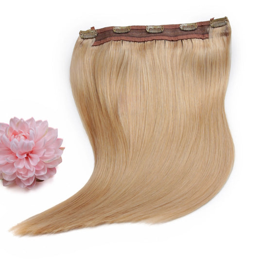Quad Wefted Remy Clip in One Piece Human Hair Extensions - Strawberry/Ginger Blonde (#27)
