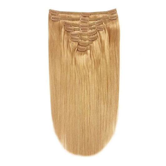 Full Head Remy Clip in Human Hair Extensions - Strawberry/Ginger Blonde (#27)