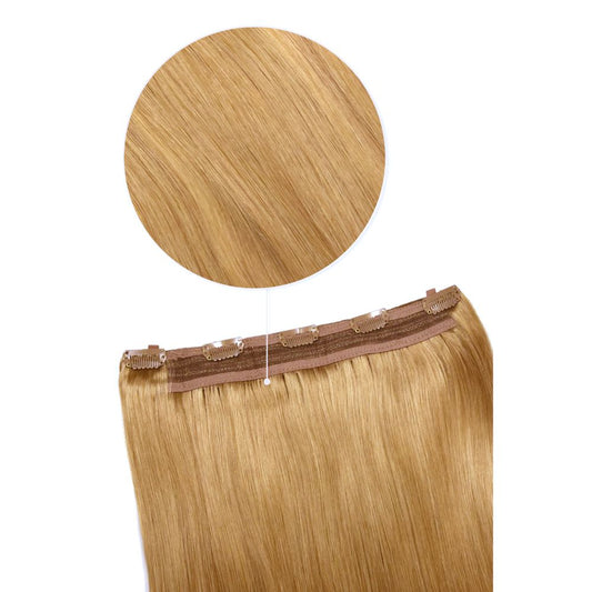 Quad Wefted Remy Clip in One Piece Human Hair Extensions - Strawberry/Ginger Blonde (#27)