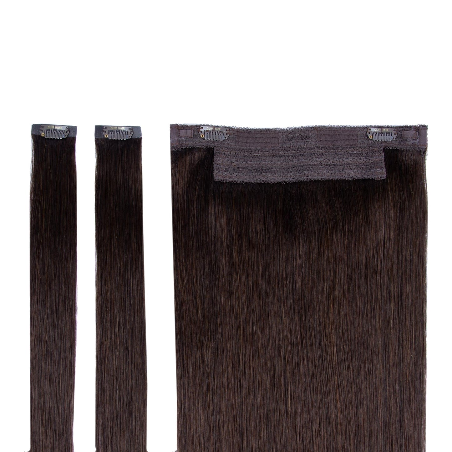 Dark Brown (#3) Halo Hair Extensions Full Content