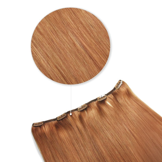 One Piece Top-up Remy Clip in Human Hair Extensions - Light Auburn (#30)