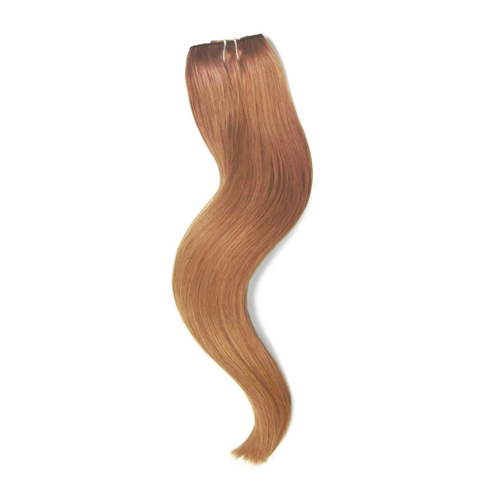 Quad Wefted Remy Clip in One Piece Human Hair Extensions - Light Auburn (#30)