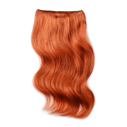 Double Wefted Full Head Remy Clip in Human Hair Extensions - Flaming Ginger (#350)