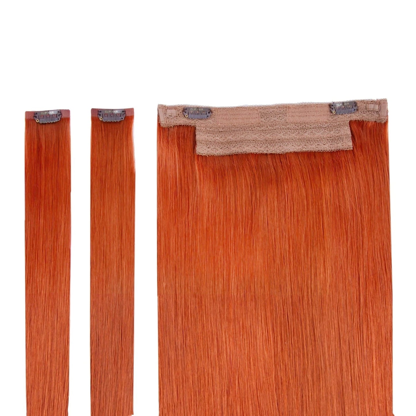 Flaming Ginger (#350) Halo Hair Extensions: extension attachment method